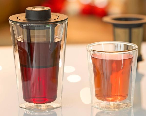Finum BREWING BASKET Dauerfilter für Tee und Kaffee Tassen Filteraufsatz Größe L Teefilter und Kaffeefilter Rot Permanentfilter mit Gewebe aus Edelstahl